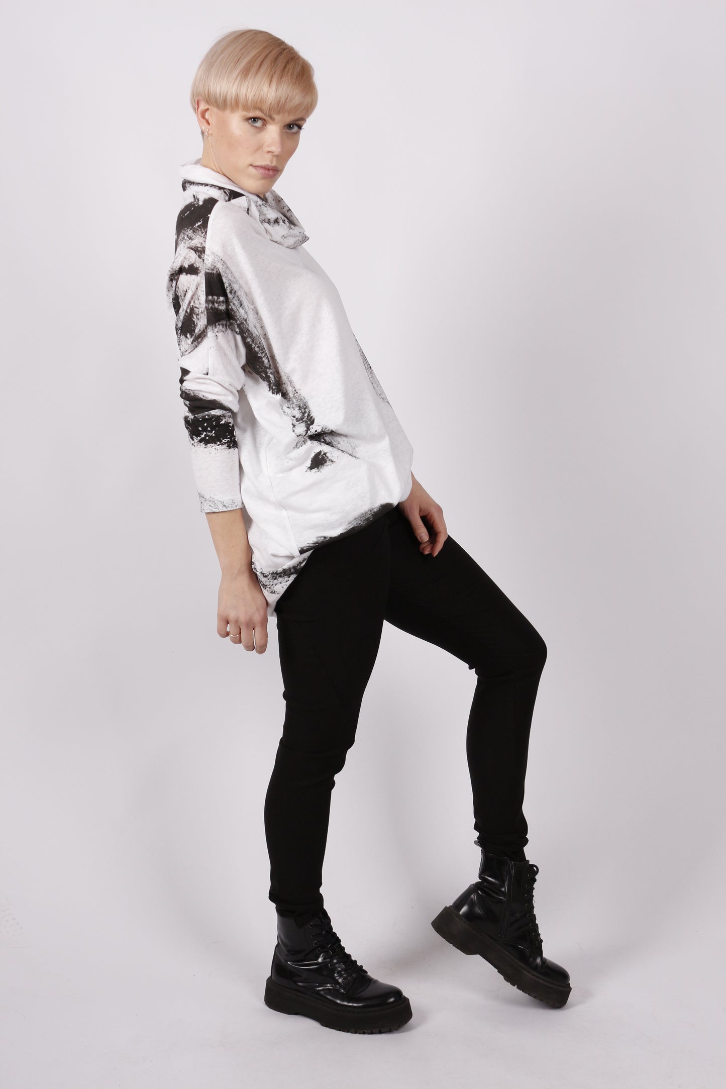 kaseee Oberteil Leinen Jersey gemalter Druck
