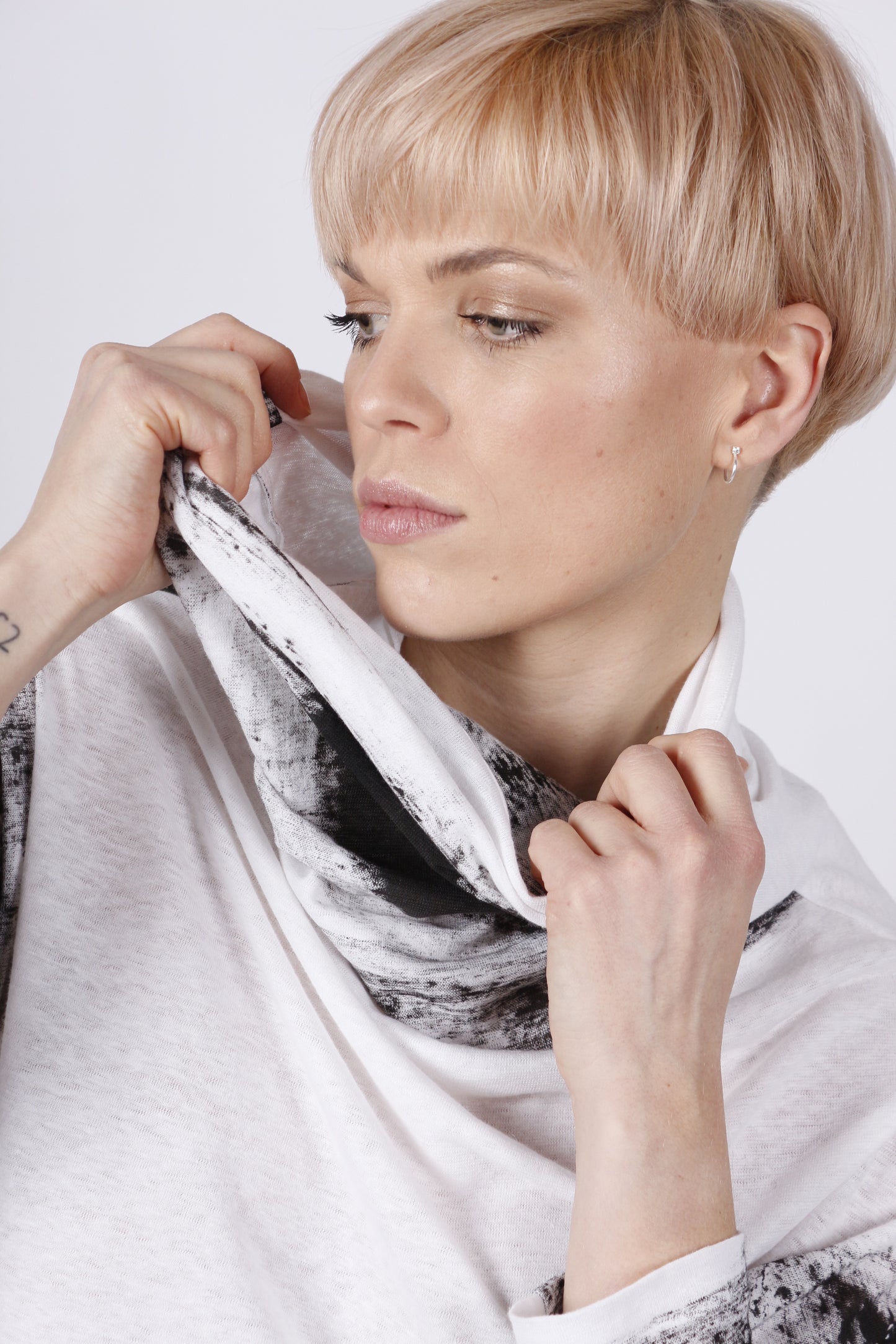 kaseee Oberteil Leinen Jersey gemalter Druck