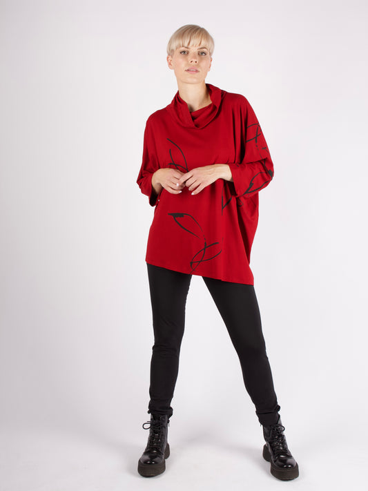 kaseee Shirt mit Blatt Siebdruck