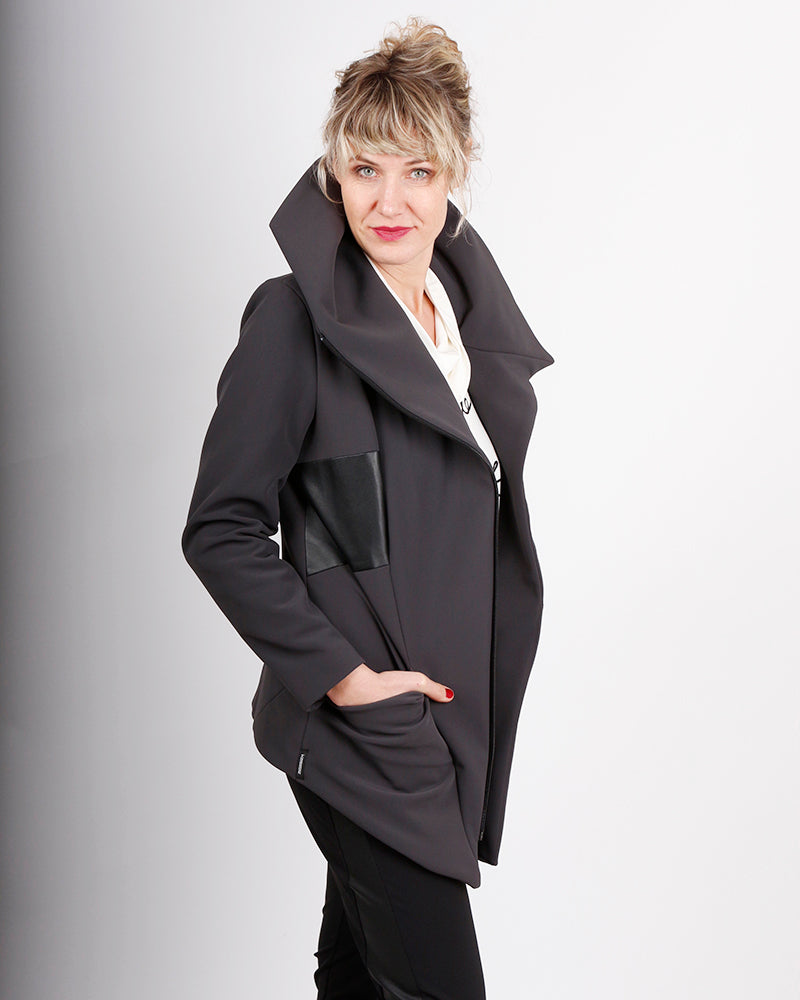 kaseee Mantel mit Ledereinsatz