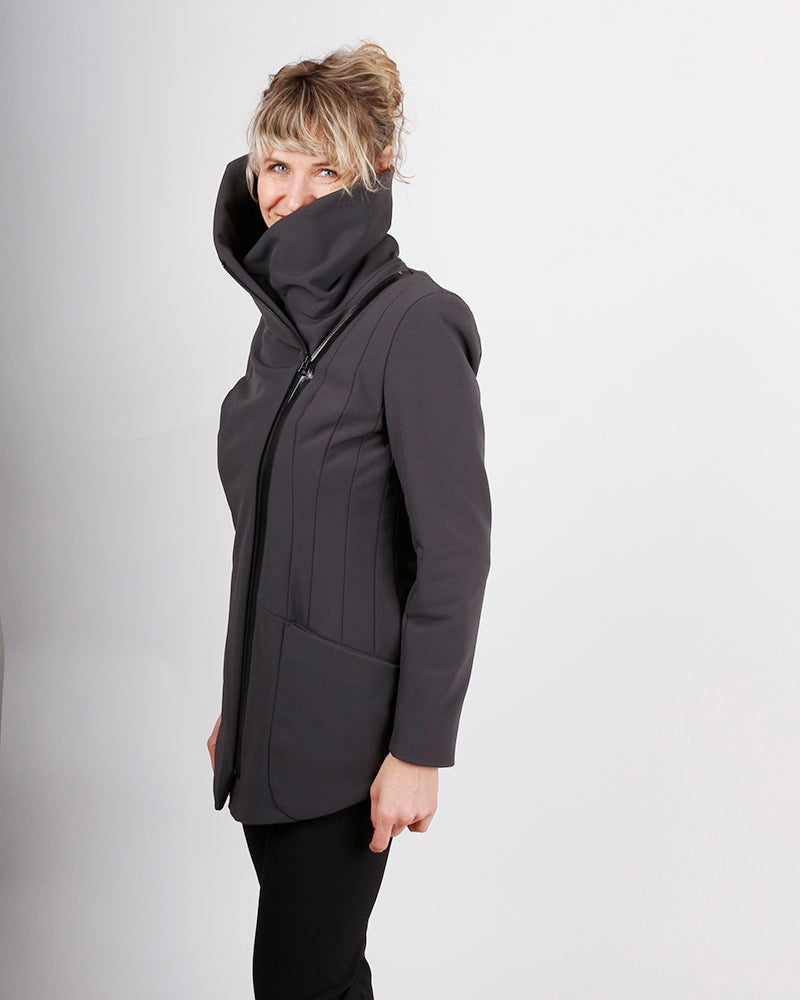 kaseee Mantel mit Ledereinsatz