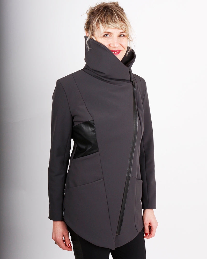 kaseee Mantel mit Ledereinsatz