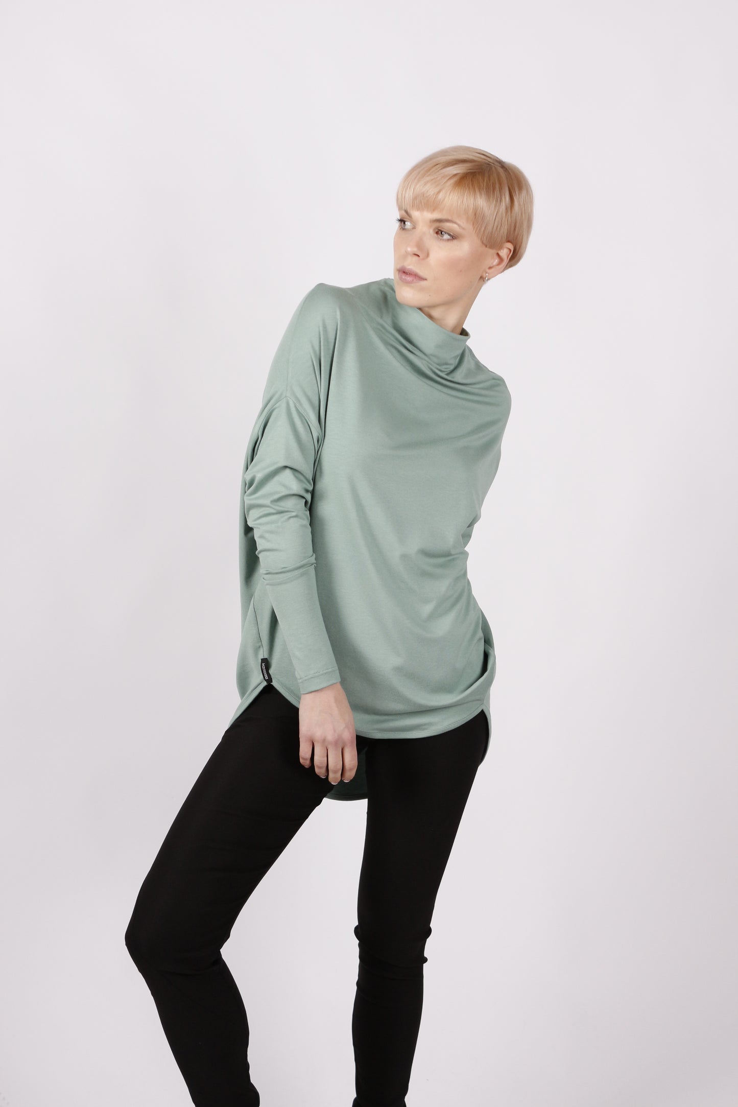 kaseee KSELEY Oberteil langarm Viskose mit Stehkragen