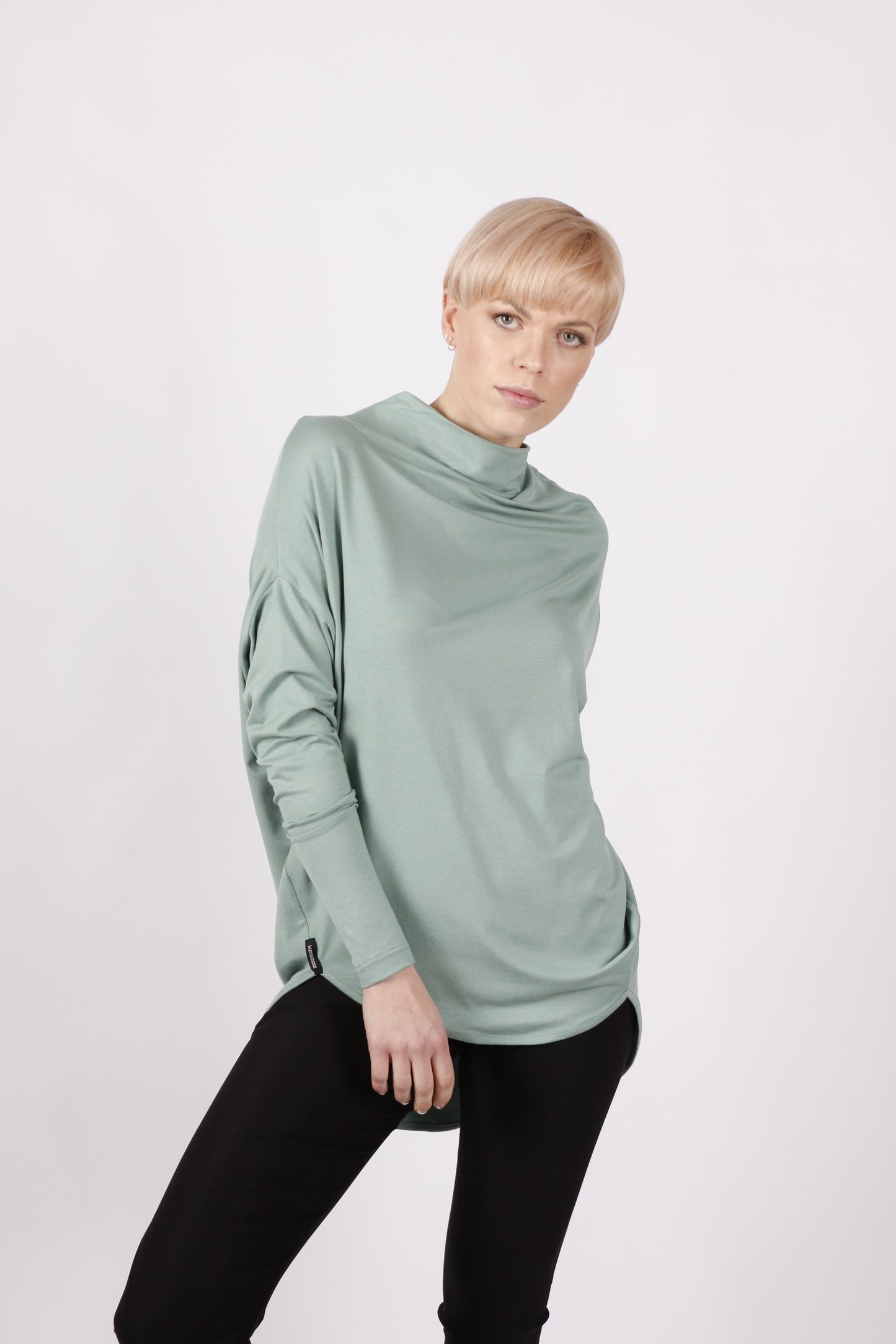 kaseee KSELEY Oberteil langarm Viskose mit Stehkragen