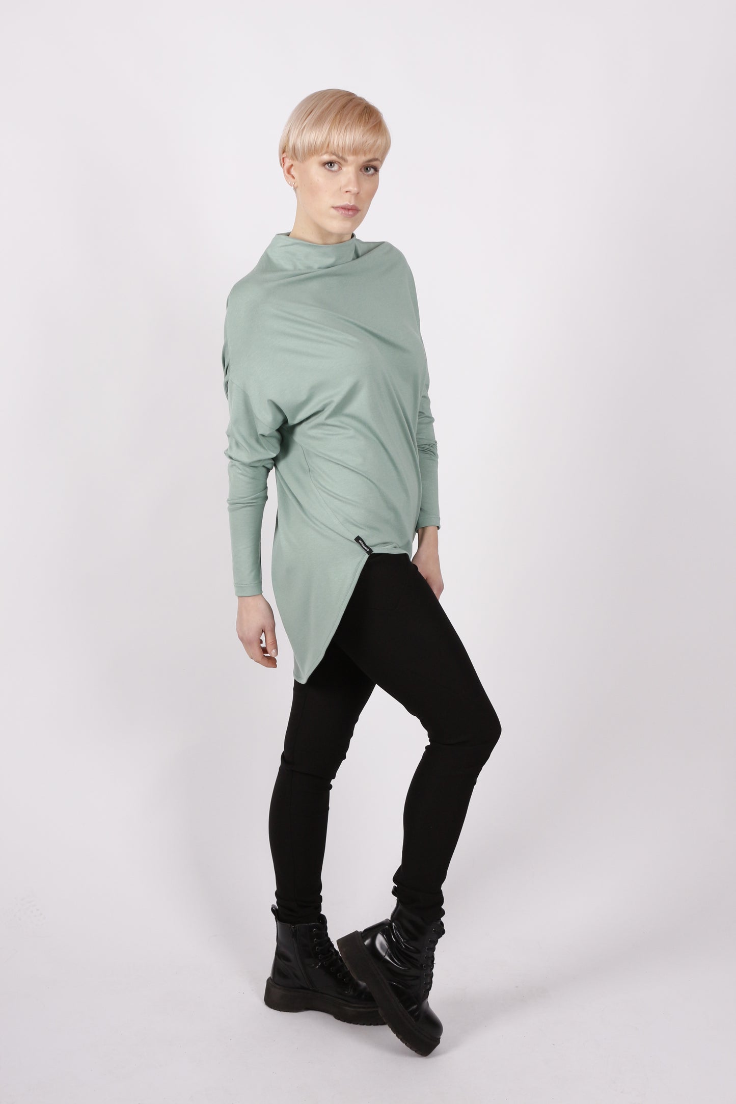 kaseee KSELEY Oberteil langarm Viskose mit Stehkragen