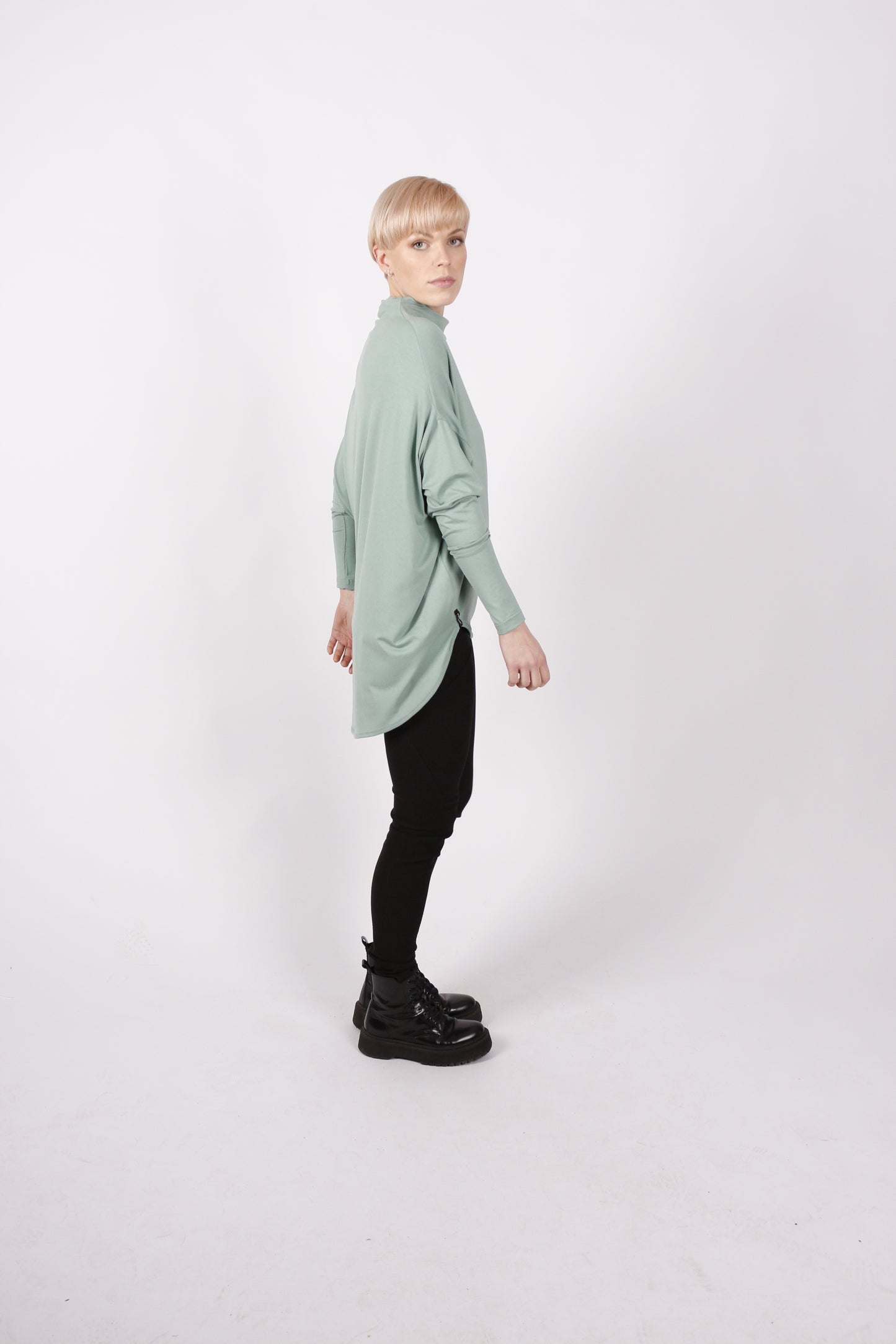 kaseee KSELEY Oberteil langarm Viskose mit Stehkragen