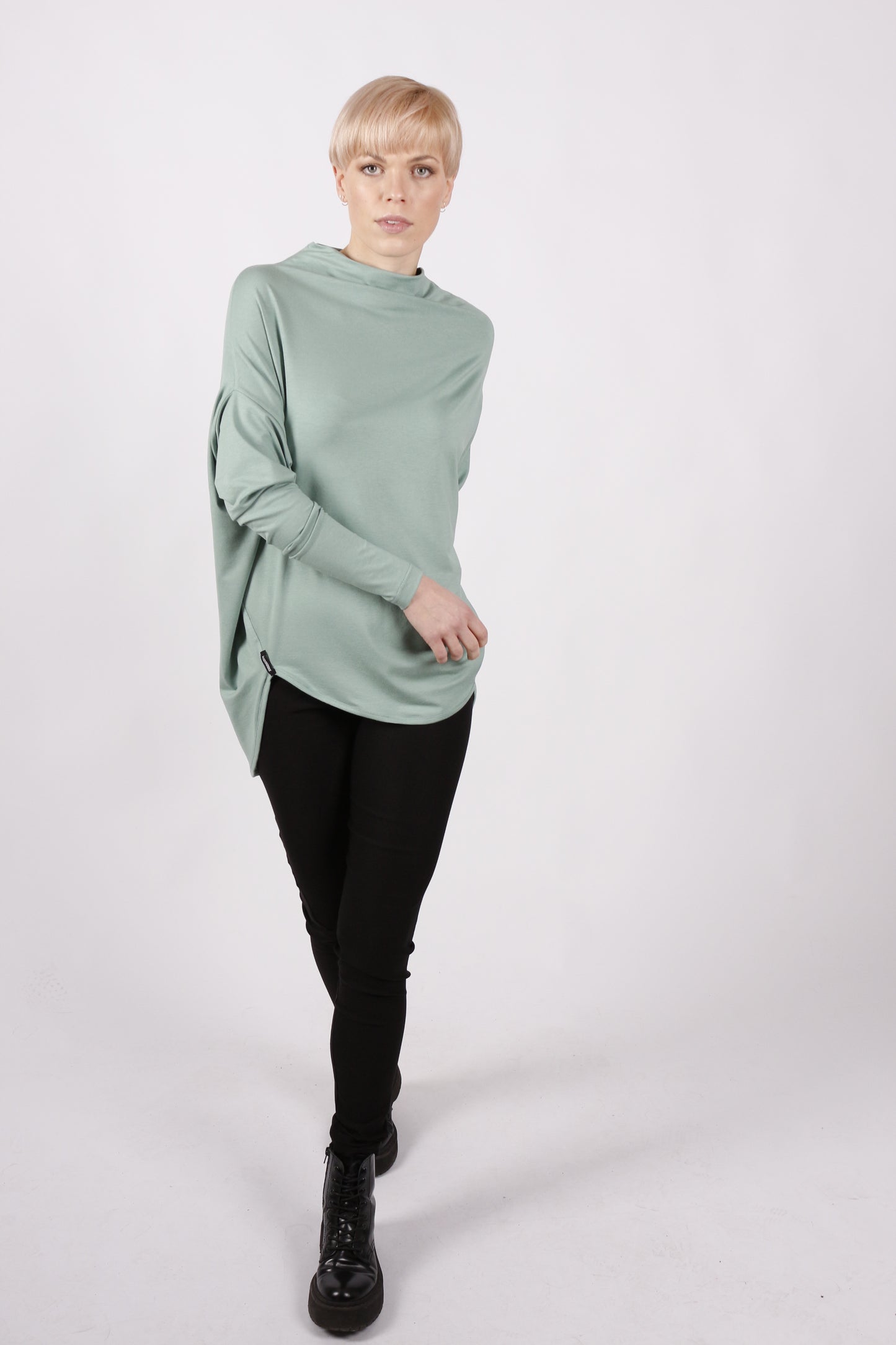 kaseee KSELEY Oberteil langarm Viskose mit Stehkragen