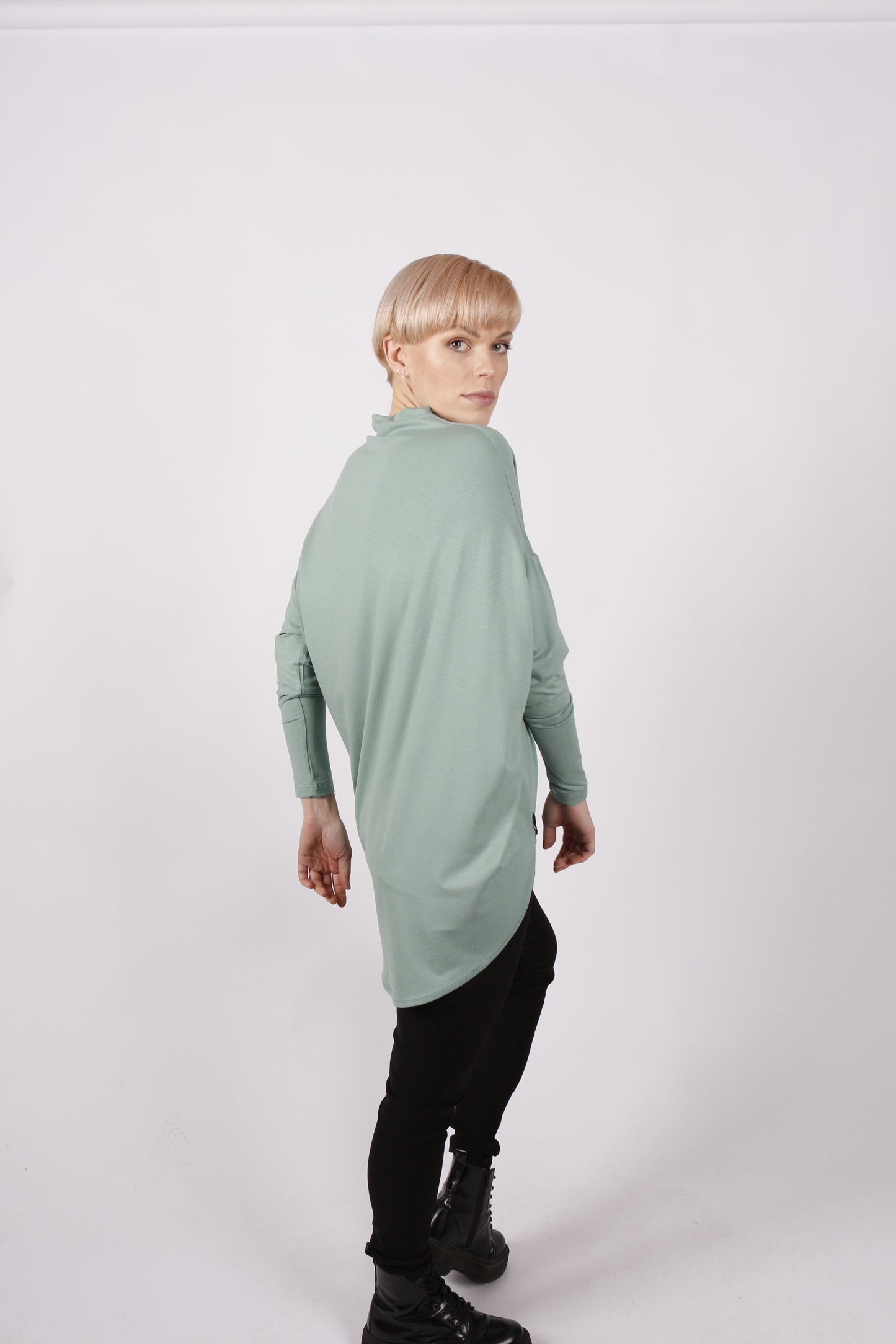 kaseee KSELEY Oberteil langarm Viskose mit Stehkragen